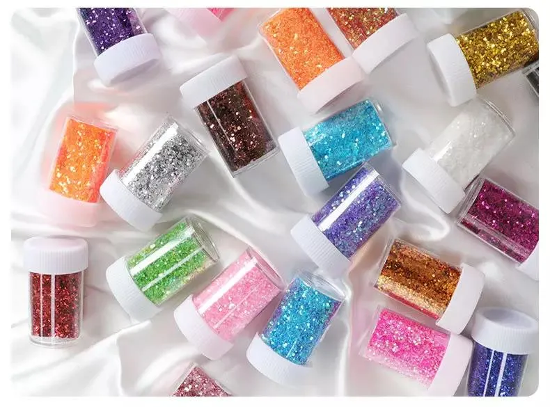 علبة واحدة سعة 20 مل من الليزير الجاف البولندي الحلزوني ملمع قلائط السيل Sequin Nails لون متدرج أكسليك الطلاء مسحوق الأكريليك ملحقات السنانير الزخرفية