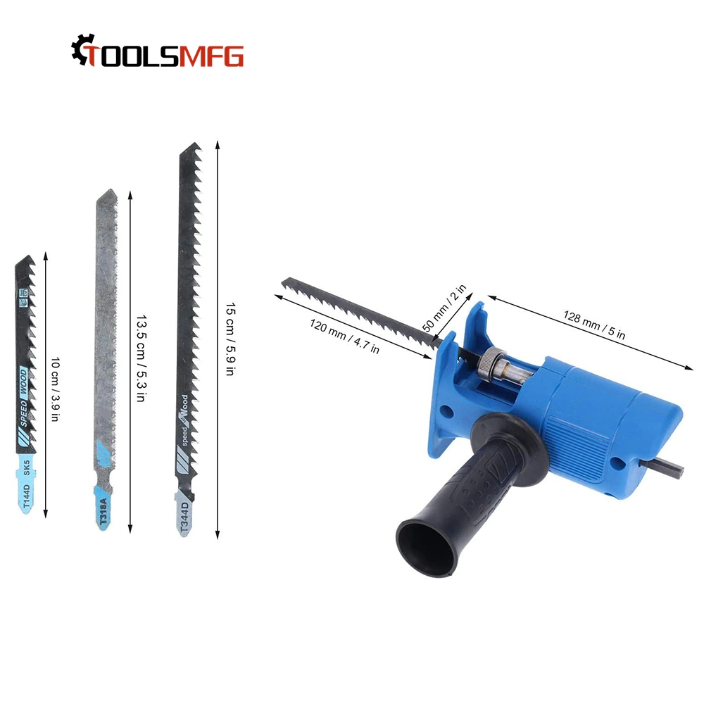 Toolsmfg Reciprocating Saw Attachment Adapter Change Electric Drill Into Reciprocating Saw for Wood Metal Cutting