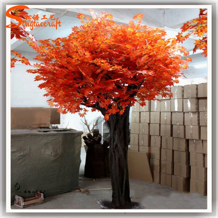 Hot Sale Fiberglass Artificial Fake Maple Tree for Autumn Decoration