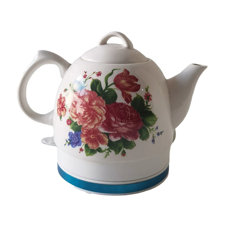 1.0L Floral Design Ceramic Body Cordless Teapot Electric Kettle From Chinese Manufacture