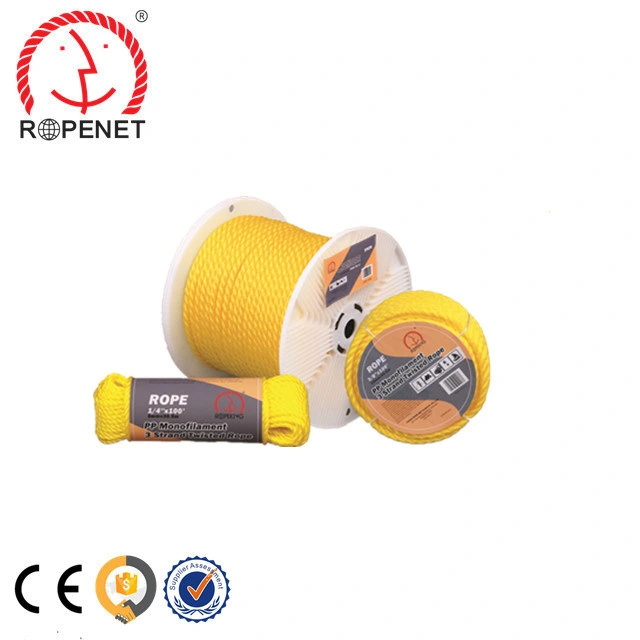 PP Twisted Yellow Color Rope for Fishing Marine Agriculture Use Plastic Packing Line