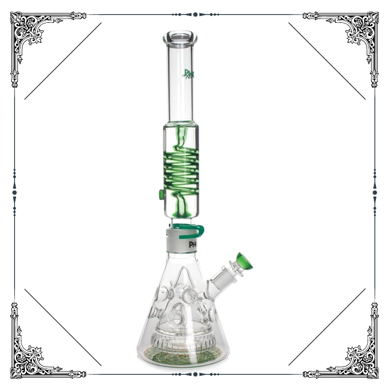 New Phoenix Shisha Hookah 18 pulgadas Glicerina cabeza en espiral libre Doble base Recycler vaso de vidrio fumar tubos de agua