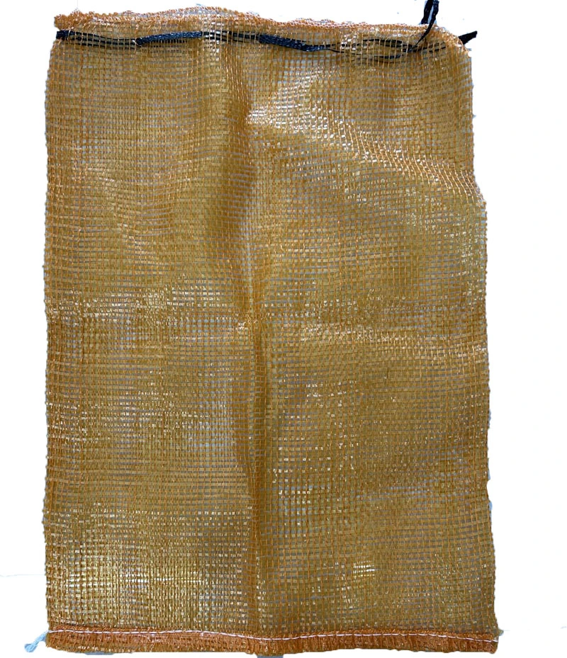 UV Treated Yellow 60L 30kgs PP PE Woven Firewood Vegetable Bulk Leno Net Mesh Bag for Firewood