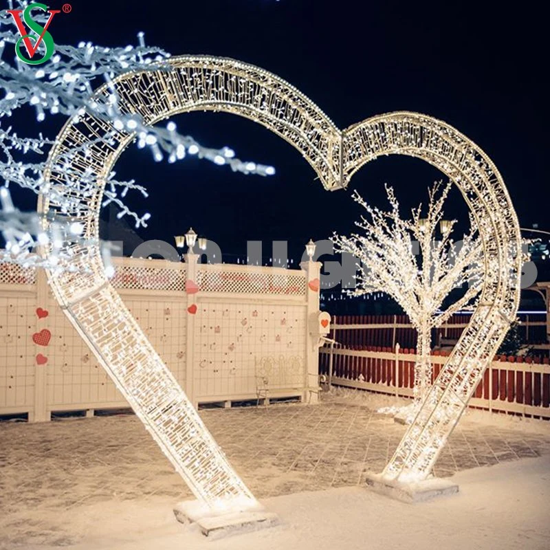 2023 Venta caliente Luz iluminada decoración Arco corazón para Boda Suministros