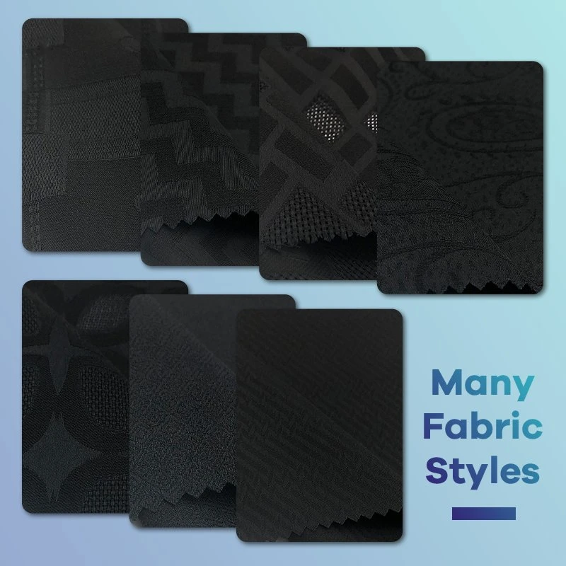 Tela de abaya de poliéster de material islámico saudí de Dubai coreano Fursan negro musulmán Nida de jacquard crepe Nada Zoom