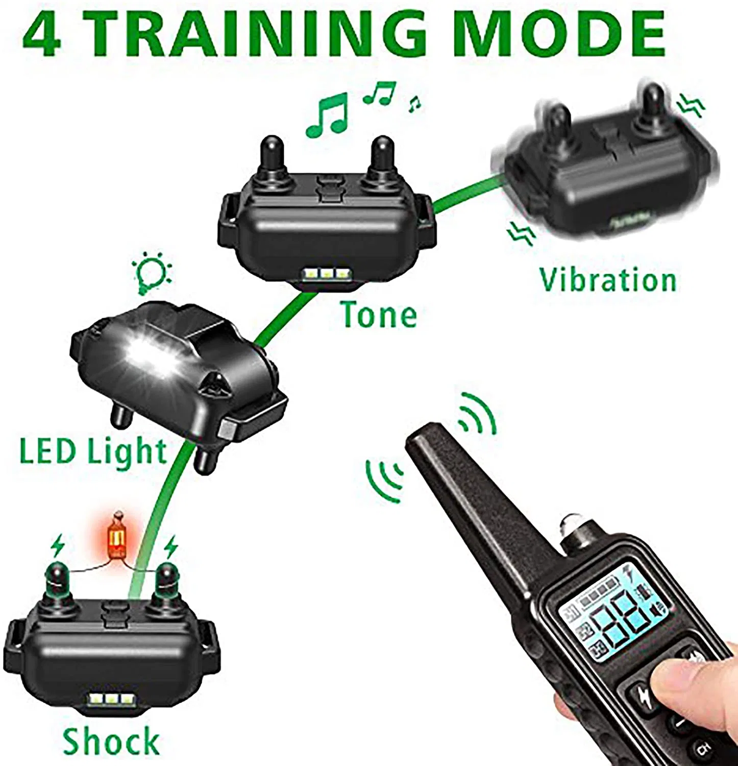 Elevadores eléctricos de Cão Colar de Treinamento de animais de Controle Remoto recarregável impermeável com visor LCD para todos os tamanhos de choque Som de vibração