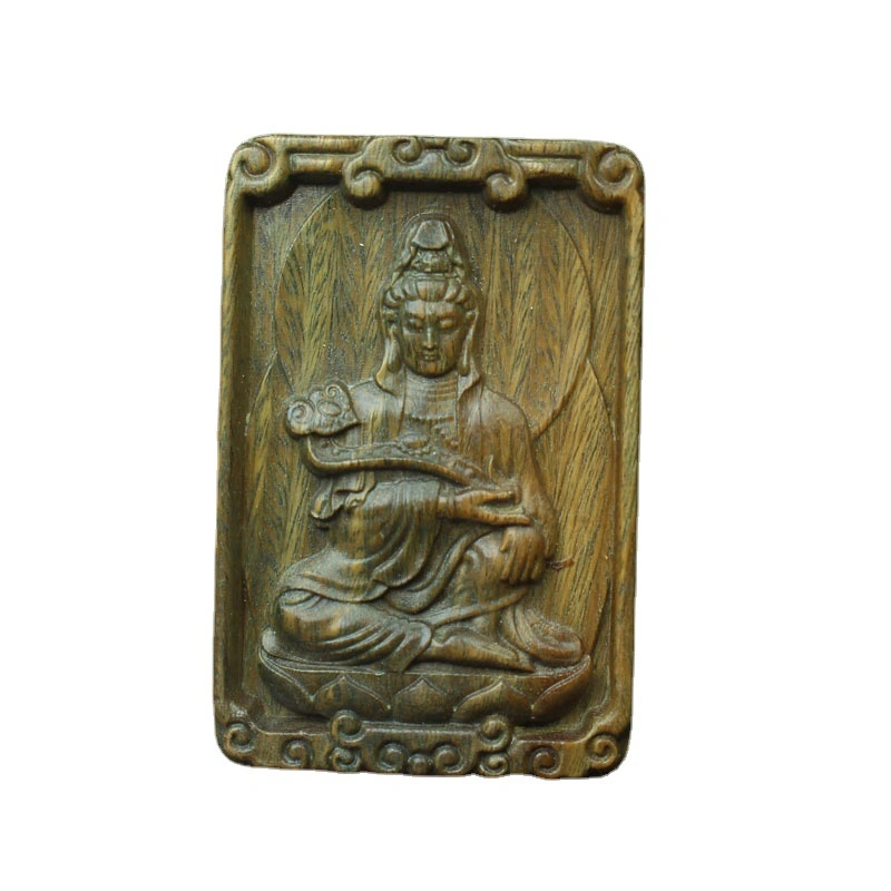 Argentina Verde Sandalwood Ruyi Guanyin Colgante Colgante Carving Arts and Artesanía