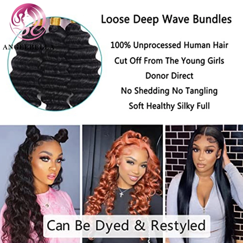 Angelbella Top Grade Hair Bundles Deep Wave Funmi Remy Hair Weaving Weft