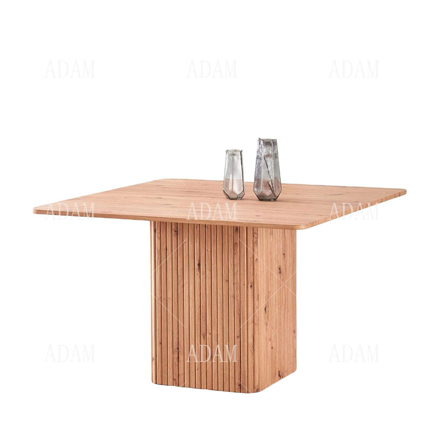 Muebles antiguos clásicos Travertinos cuadrados de lujo Nuevo MDF rectangular acanalado Mesa de comedor de madera de roble