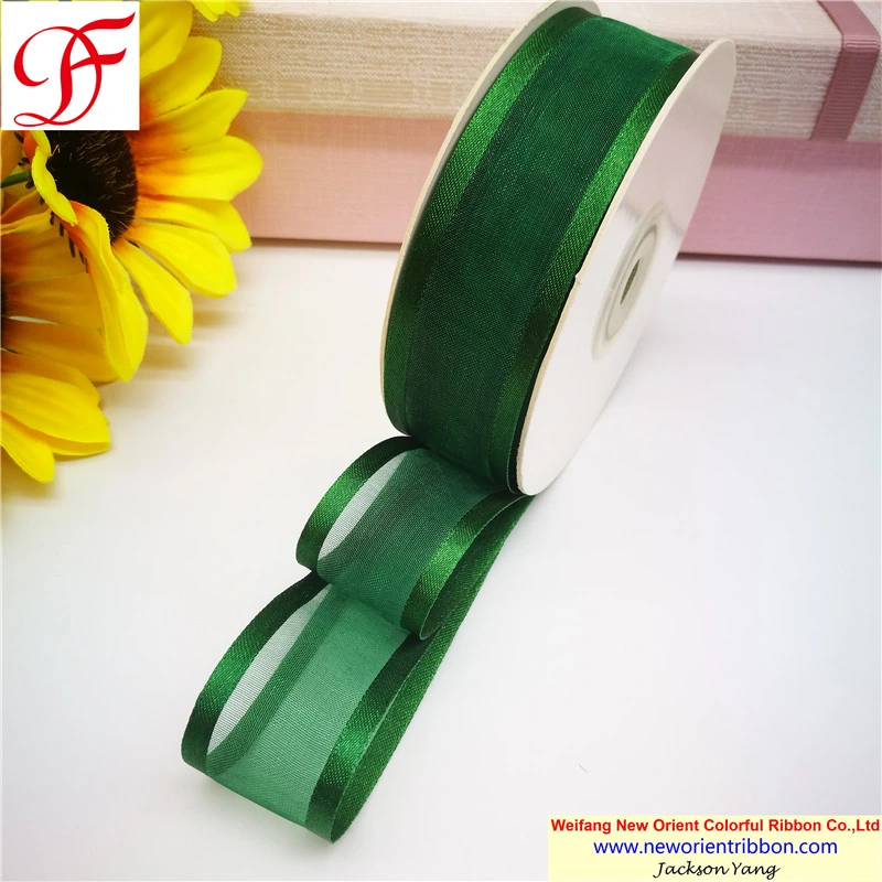 Customized 100% Nylon Sheer Organza Ribbon with Satin Edges for Gifts/Wedding/Wrapping/Party Decoration/Christmas/Packing/Garment