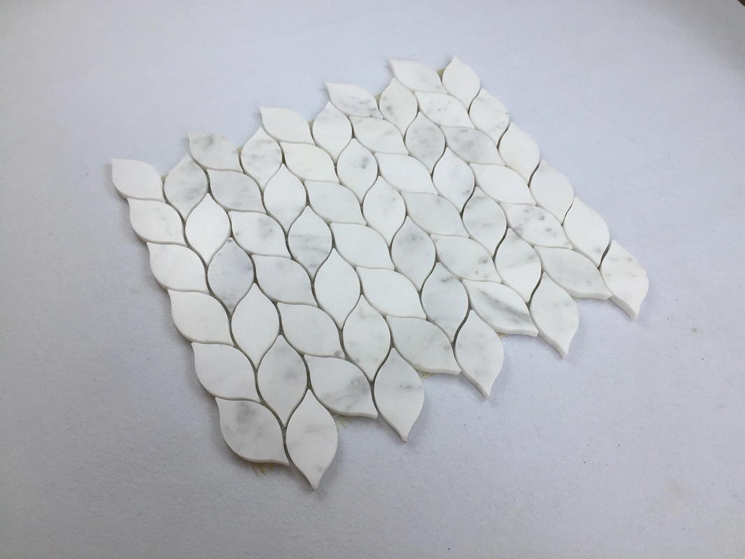 Leaves Pattern Crystal White Marble Mosaic for Kitchen Backsplash