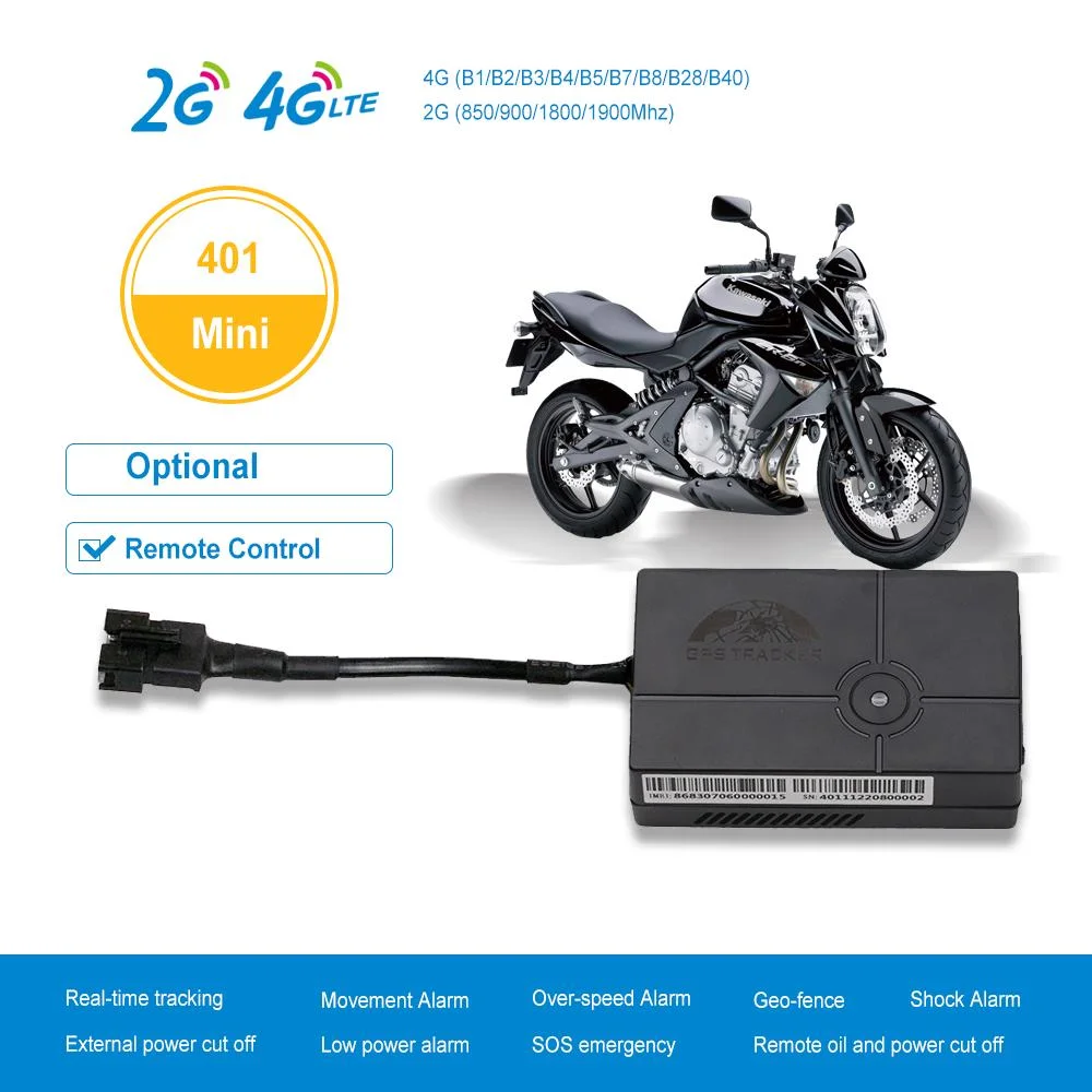 Mini 4G GPS Tracker Motorcycle Bike GPS Tracking System Tk401A Anti Jammer Mobile IMEI Tracking Software