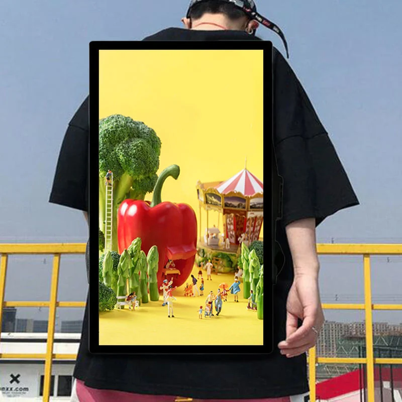 21.5 Inch New Design Human Walking Advertising Player Indoor Outdoor Portable Backpack Display LCD Digital Billboard