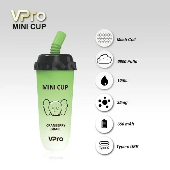 Mini Cup de alta calidad vPro desechable VAPE 6800 Puffs 25 Sabores 16ml VAPE desechable