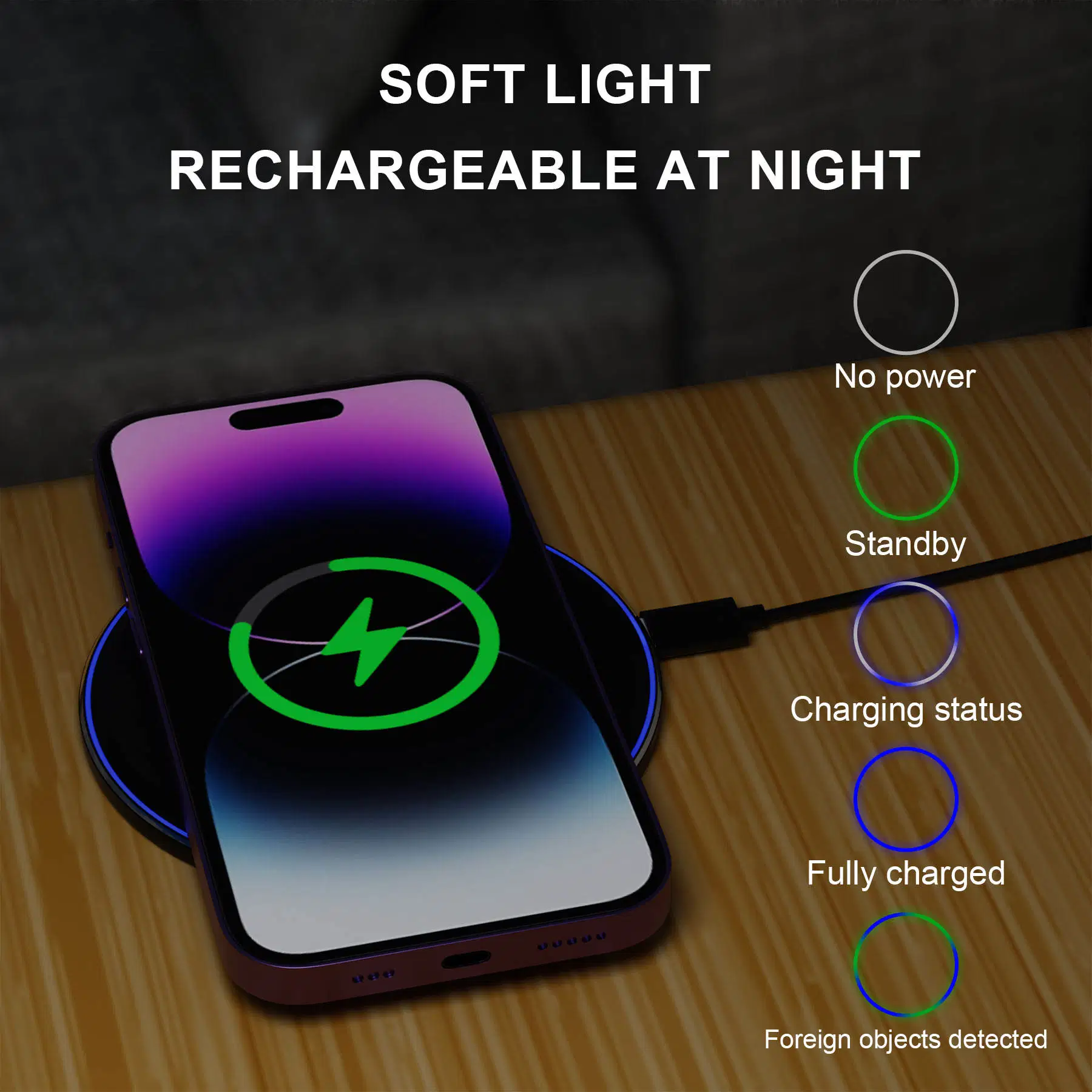 Wholesale/Supplier Price Customized Lighted Logo Fast Charging Mobile Phone Fast Wireless Charger