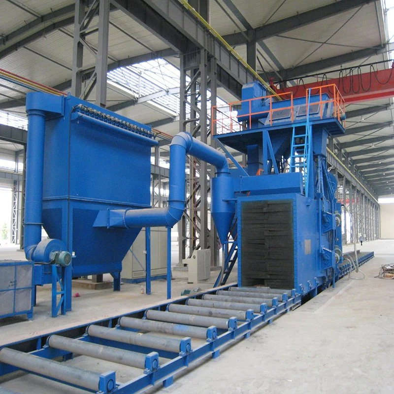 China Manufacturers Industrial Cleaning Machine Roller Conveyor Type Steel Structures Shot Blasting Equipment