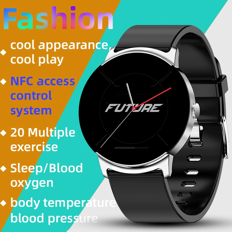 Круглые, BT 5.1, IP68, 1.32-дюймовые, универсальные режимы для фитнеса Мониторинг температуры с помощью NFC, Smart Watch для мониторинга глюкозы крови