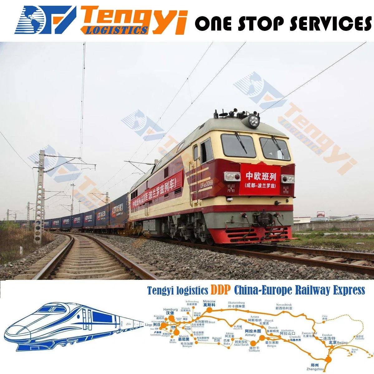 Shipping Cargo Agent DDP Europe Railwayfrom China Shenzhen Guangzhou to Germany Italy Poland UK Railway Express