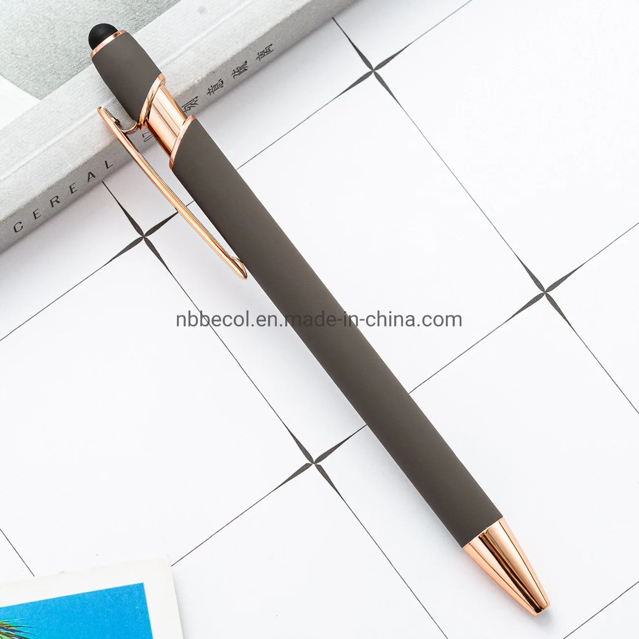 Customized Logo Soft Rubber Coated Stylus Ball Pen Metal Ballpoint Pen