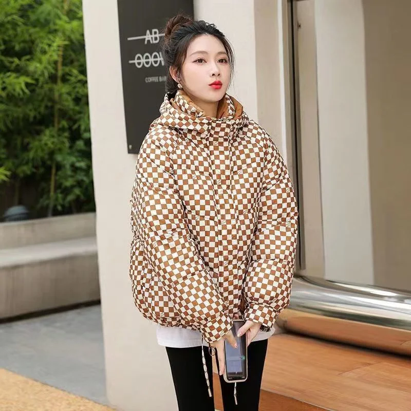 Women&prime; S Short Thick Loose Hooded Cotton Clothing Shows Thin Bread Clothing