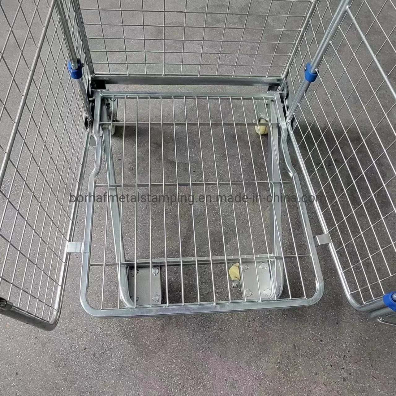 Caja metálica con cerradura de almacén Roll de la jaula de almacenamiento de contenedores de malla de alambre, contenedor de supermercado logística