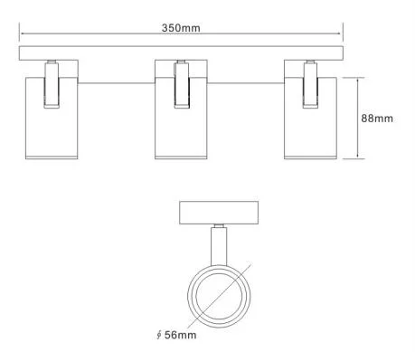 Three-Head Directional LED Ceiling Light with Flush Mount Fixture Swivel Head Spotlight