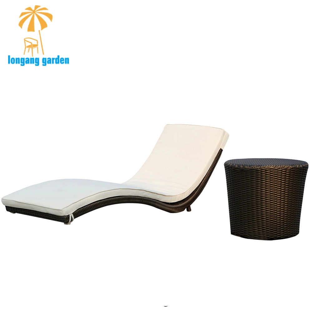 Leisure Modern Garden Patio Customized Hot Sale Outdoor Hotel Resort Home Villa Handmade Weaving Woven PE Rattan Wicker Rope Sunbed