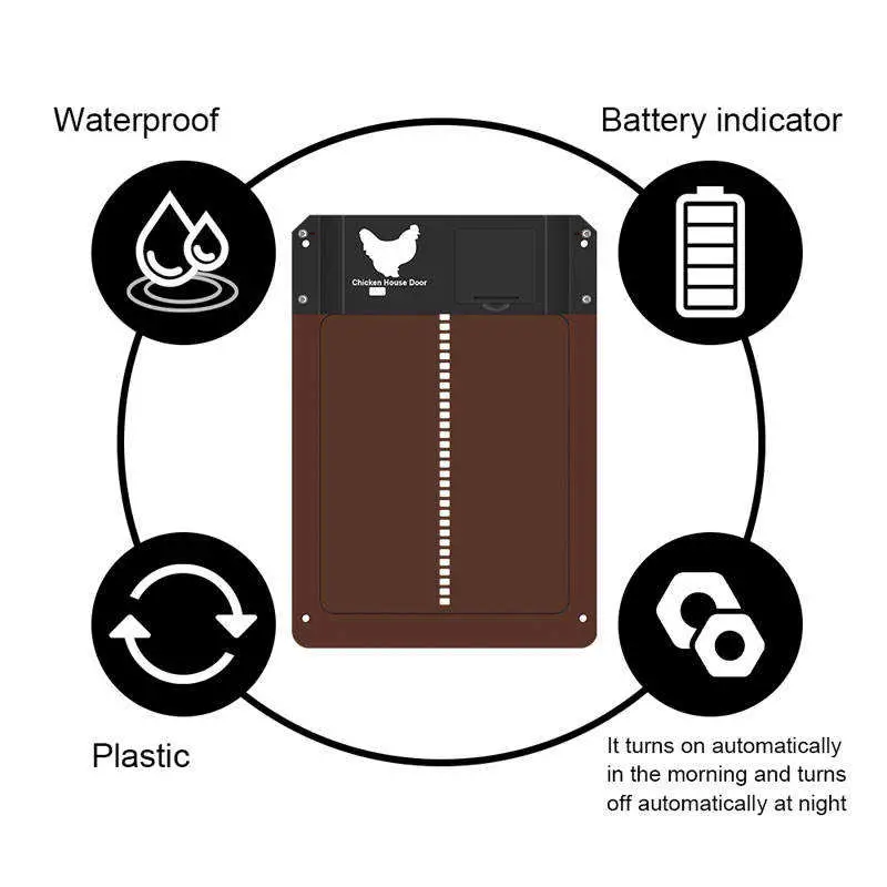 Battery Waterproof Plastic Light Sensing Controlled Automatic Chicken Coop Door Opener