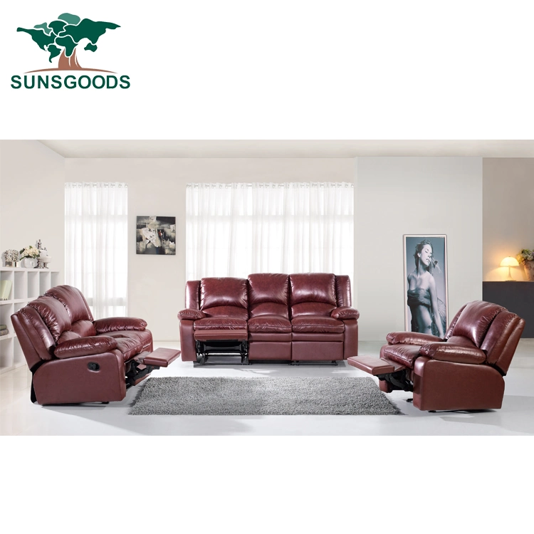 Fabrik Großhandel/Lieferant Heißer Verkauf Sofa-Set, Modernes Design Ledersofa, Manuelle Liegenaufsatz Wohnzimmer Möbel Sofa