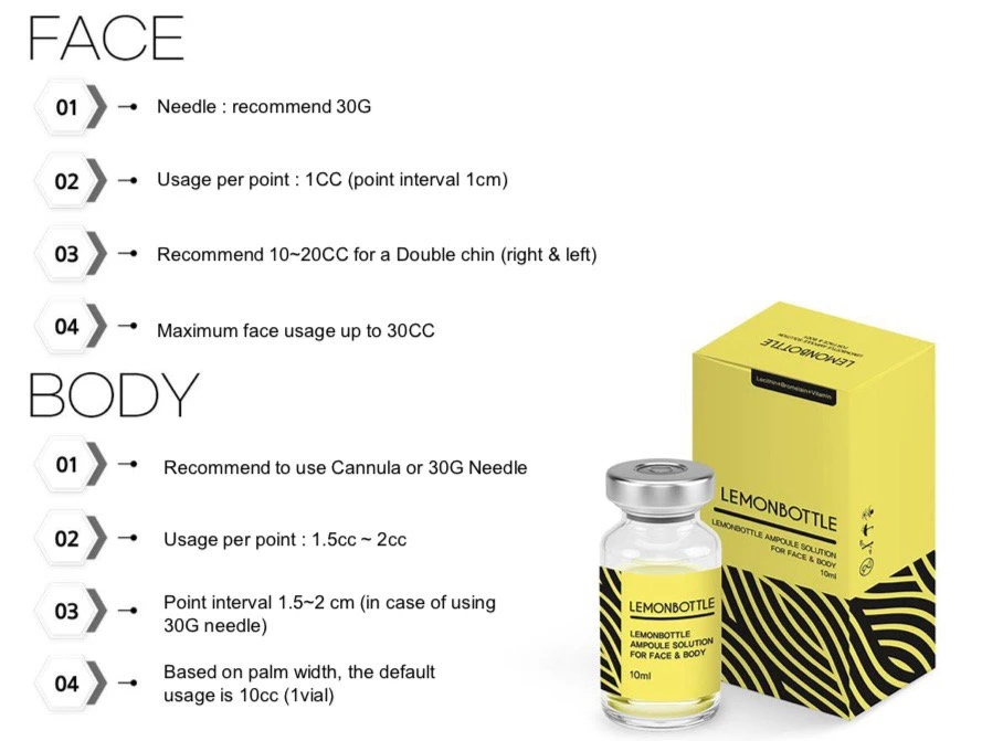 Solución de ampollas de botella de limón disolución de grasa 10ml/ 5vials