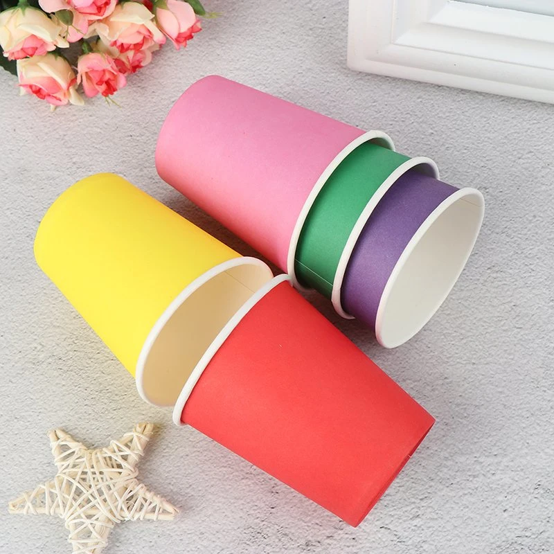 10PCS Color Disposable Cups Handmade Paper Cups Kindergarten DIY Handmade Materials Household Coffee Cup with Printing Logo