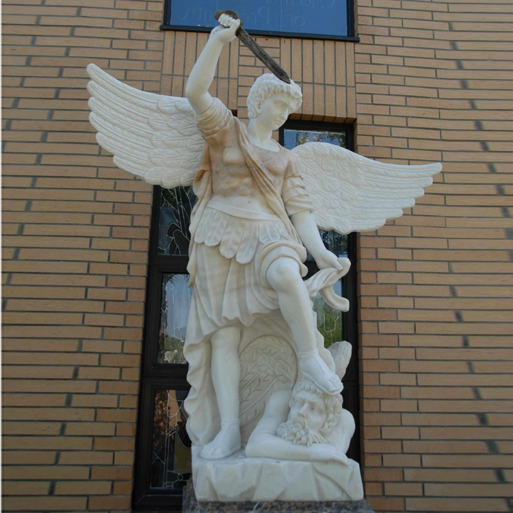 Famoso Anjo estátua de mármore de São Miguel Arcanjo Estátua de Exterior