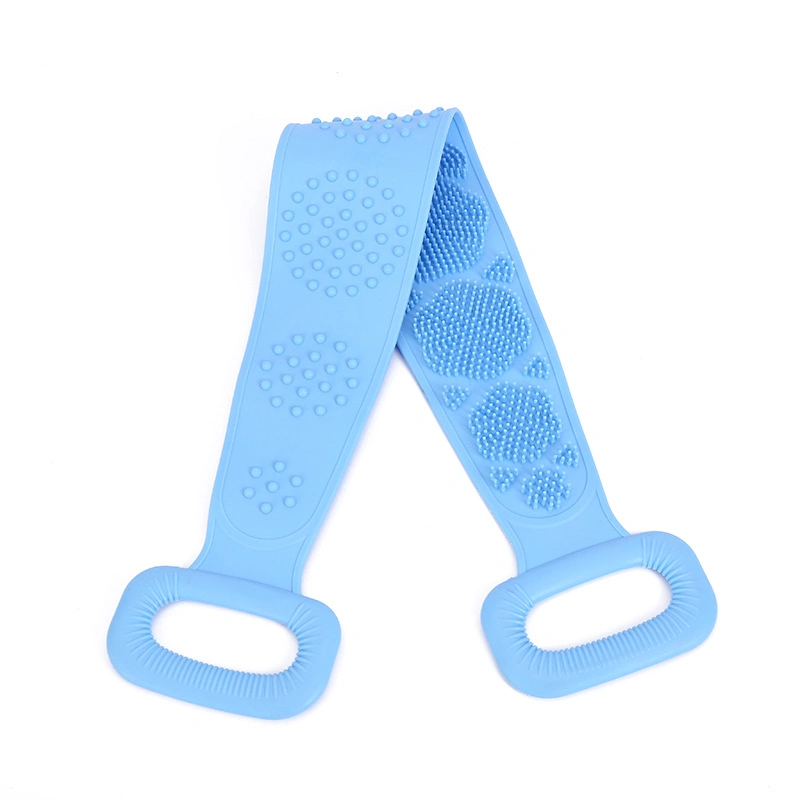 Serviette de bain recto-verso en silicone de retour de la brosse de lavage Scrubber Gommage corps côté courroie d'épuration en silicone double