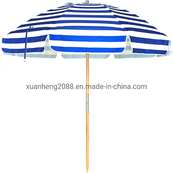 BSCI Factory OEM Promotional Advertising Folding Adjustable Beach Umbrellas Sun Parasols Outdoor UV Resistant Stripe Beach Garden Backyard Coffee Umbrella