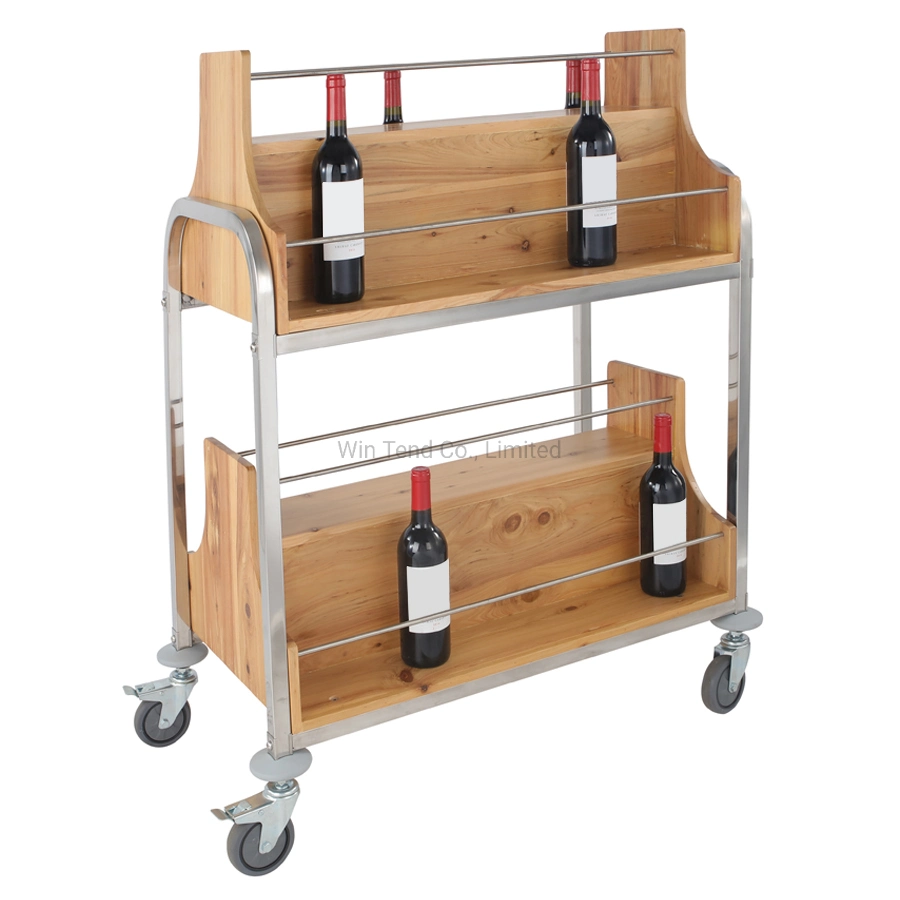 Separated Style Wooden Wine Storage Rack Cart with 2-Tiers