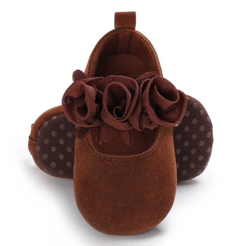 Newly Designed Velvet Leather Lace Ball Indoor Princess Shoes Baby Girl Shoes