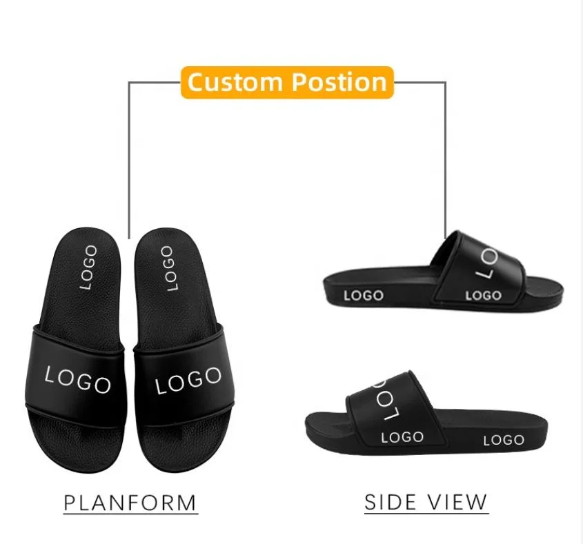 Henghao Male Fashion Custom Logo Klettband Slide Sandale Custom Slides Hausschuhe Gummi-Außensohle PVC Luftkissen Custom Slide