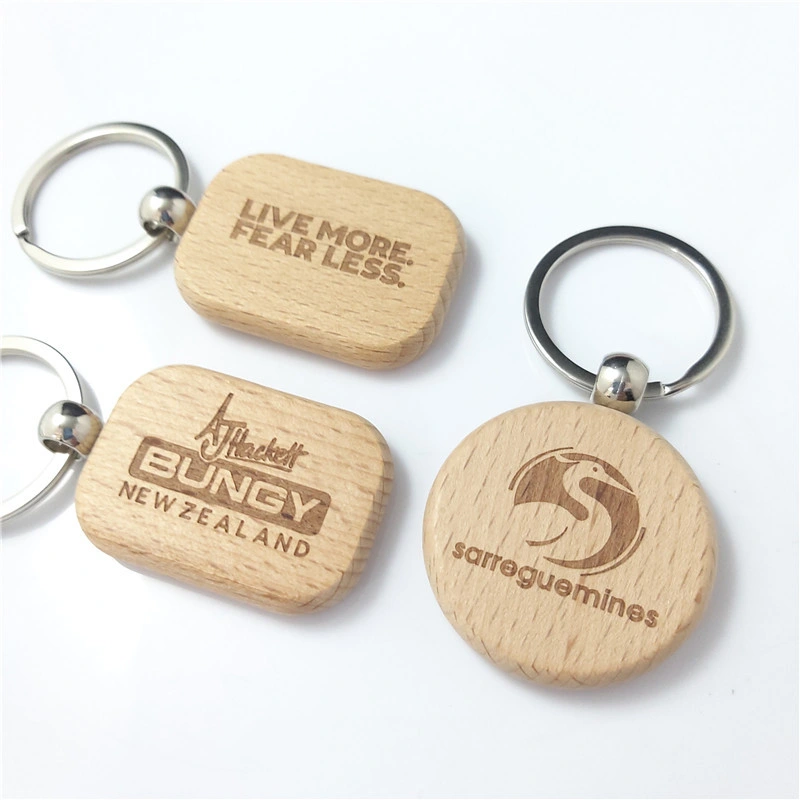 Promotional Wood Keychain Bamboo Laser UV Logo Printing Gift