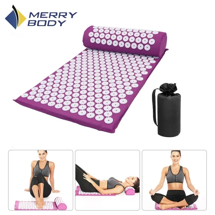 Masaje de acupuntura esterilla de yoga con agujas de cuello La almohadilla masajeador para pies de cabeza