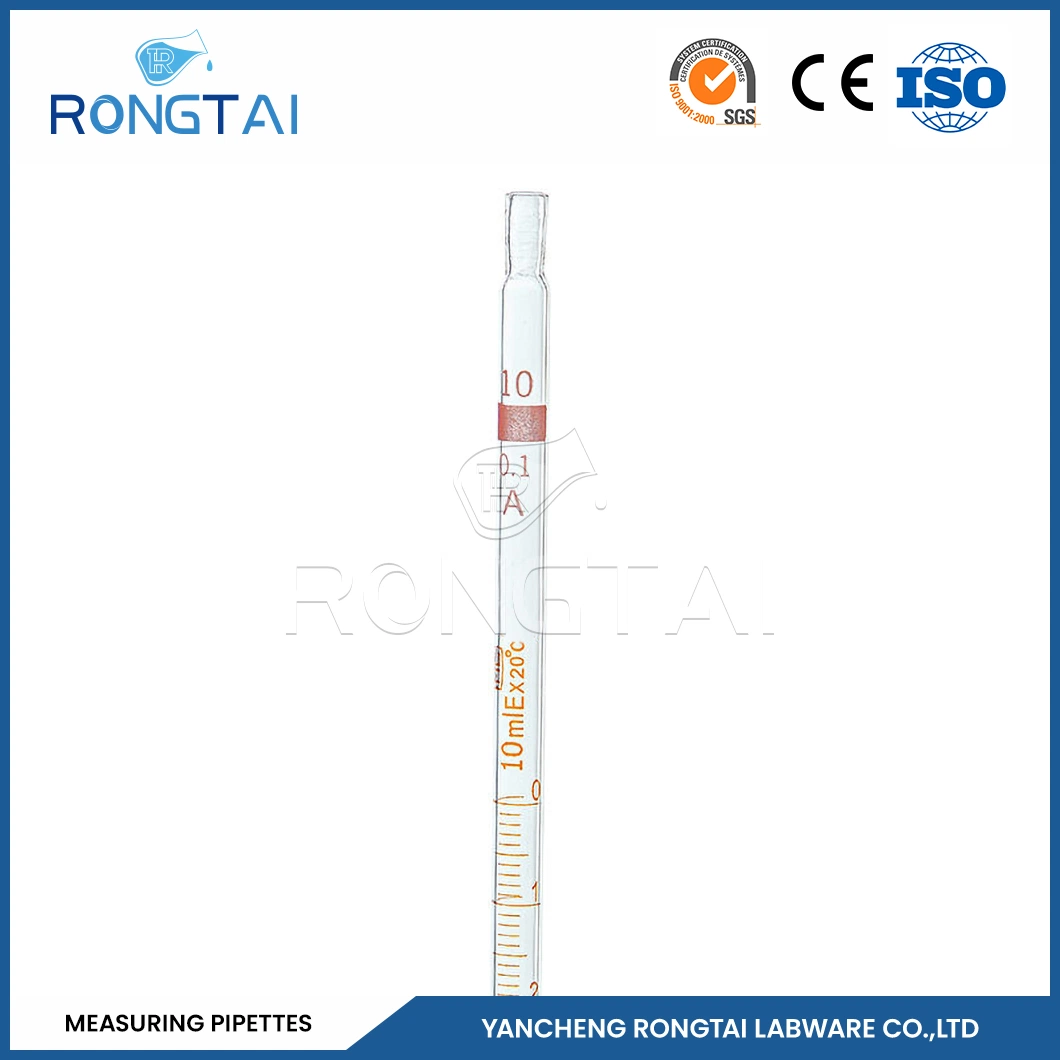 Rongtai Chemical Lab Equipment Manufacturers Glass Volumetric Pipette Chine 50 Pipette graduée ml