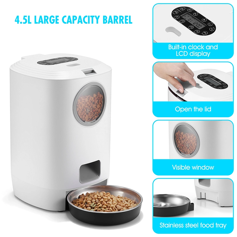 White ABS Programmable Pet Cats Dogs Automatic Pet Feeder