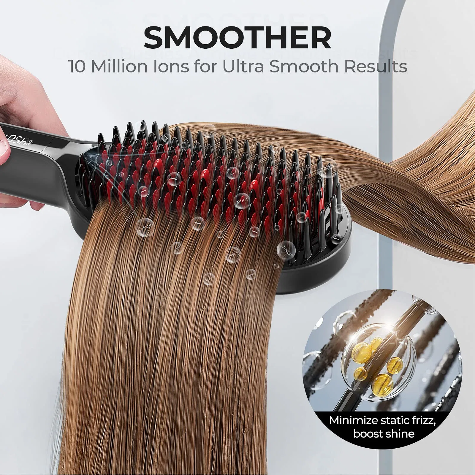 New Design 2023 Upgraded Brush Dense Bristles Heat Women's Electric Hair Straightener