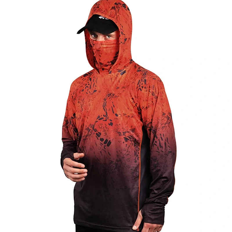 UPF 50+ schnell trocknend atmungsaktiv Herren′ S Angelshirts Langarm Custom Design Maske Kapuzen-Kapuzen-Hoodie Angeln Tragen