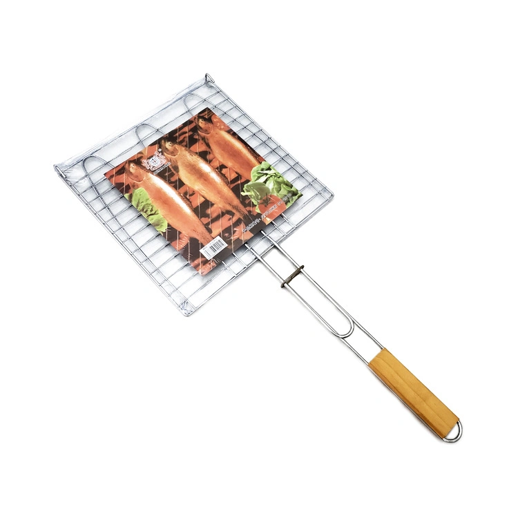 Plated Steel Hamburg Grilled Fish Clip Barbecue Grill Wire Mesh Net BBQ Tool for Outdoor Camping Picnic