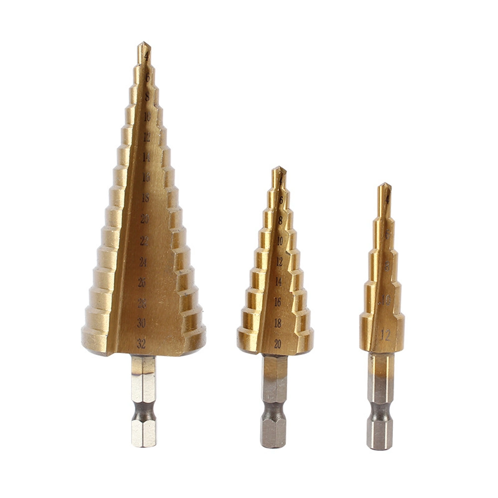 4-12 4-20 4-30mm 3PCS Titanium Coated High-Speed Steel Step Drill Bit Set