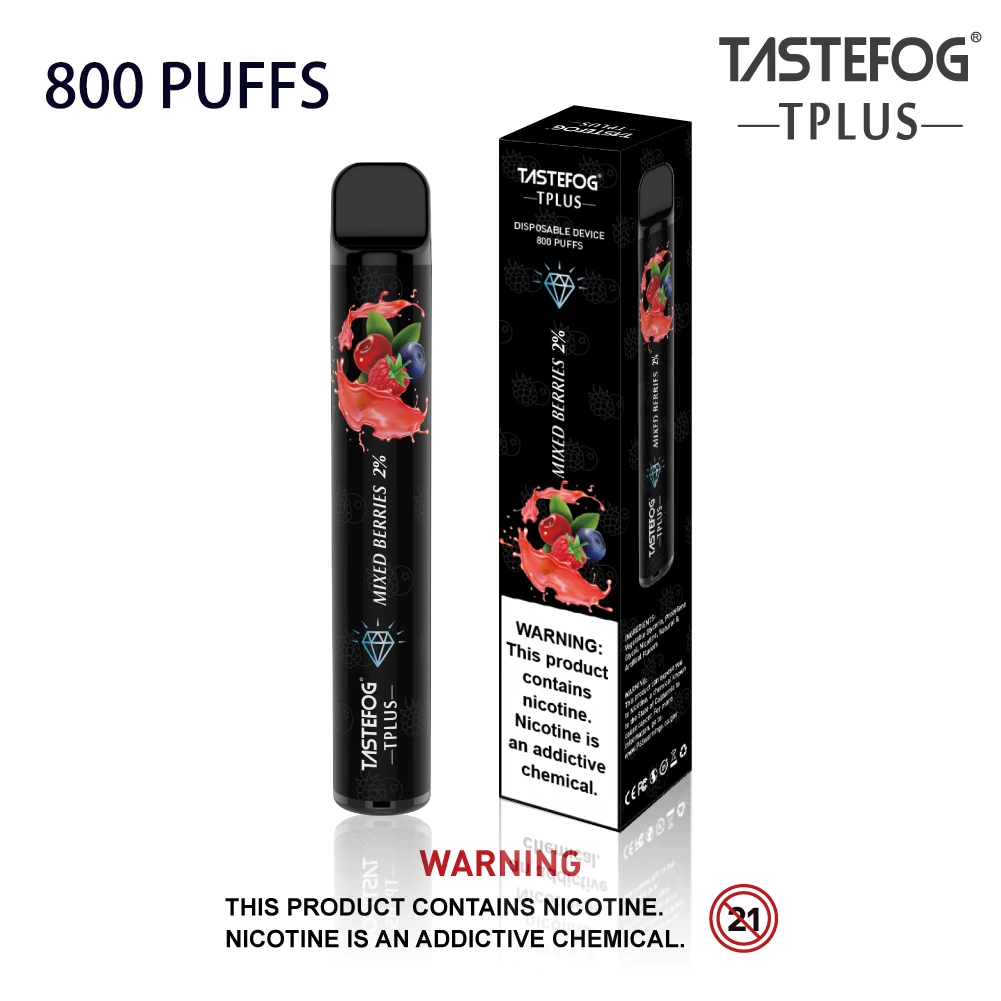 New Year Specials E Cigarette Tastefog Tplus 800 Puff Hookah Pen 3ml Fruit Flavor E-Liquid 20mg Nicotine Disposable/Chargeable Vape