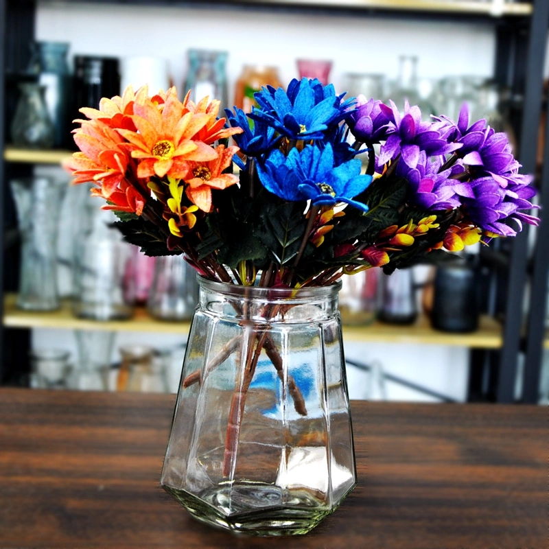 Le cône de graisses nain court Stripe clair de culture hydroponique de vase en verre pour la décoration