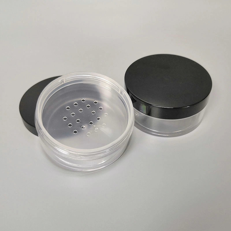 Round Powder Empty Loose Powder Container with Clear Bottle