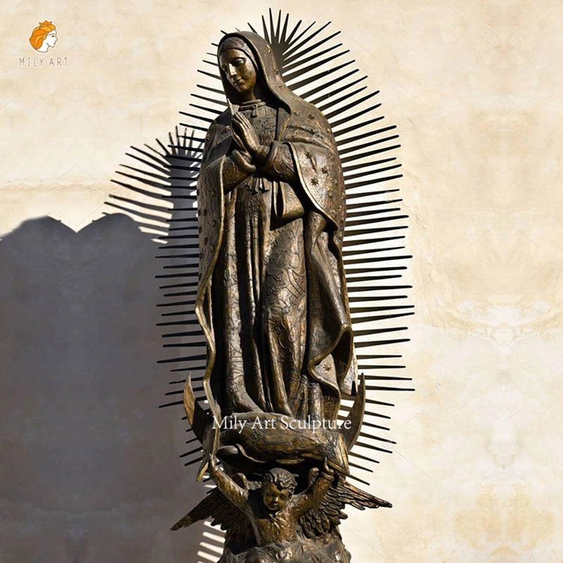 Modern Garden Church Decoration Church Figure Sculpture Hand-Carved Life Size Bronze Virgin Mary Statues Metal Craft