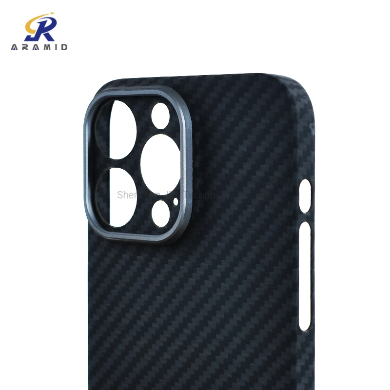 Fibra de carbono anillo metálico Protección completa de la cámara Aramid Fibra móvil Funda para teléfono para iPhone 14 PRO accesorios para teléfonos celular